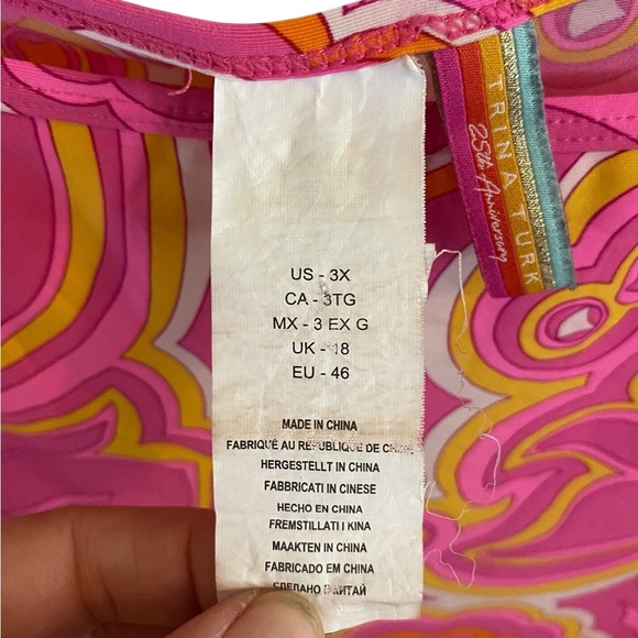 Trina Turk Morning Sunrise pink 70s inspired print Swim Cover Tunic Kaftan dress - Picture 12 of 14